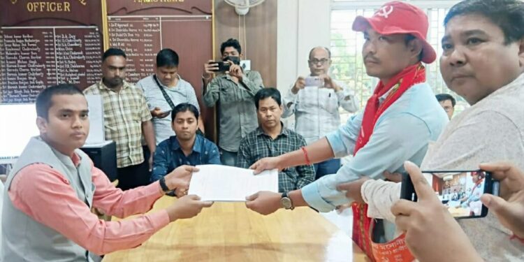 CPI(M) candidates submit papers for ADC polls in Tripura