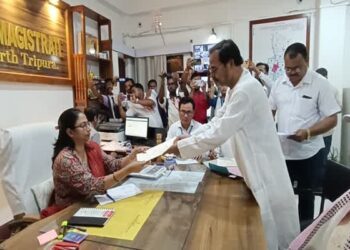 Indian National Congress nominee files papers; big turnout in Dharmanagar