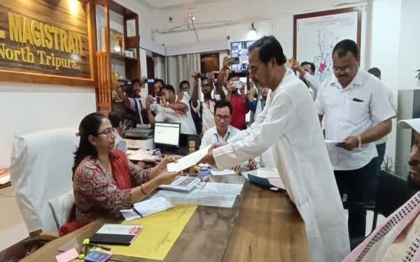Indian National Congress nominee files papers; big turnout in Dharmanagar