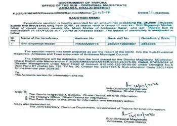 Ambassa SDM Orders Immediate SDRF Aid for Minor