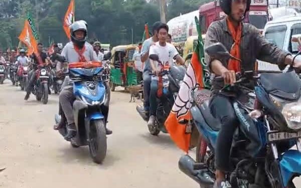 TTAADC Polls: BJP Rally for Jamatia Sees Big Turnout