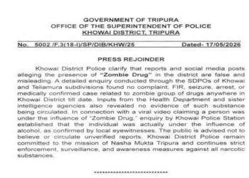 Khowai cops call viral ‘Zombie Drug’ claims false