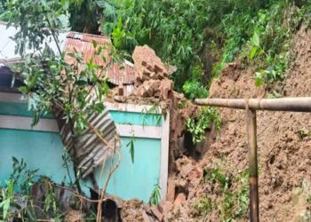 Family safe as tower wall crashes onto house during rain