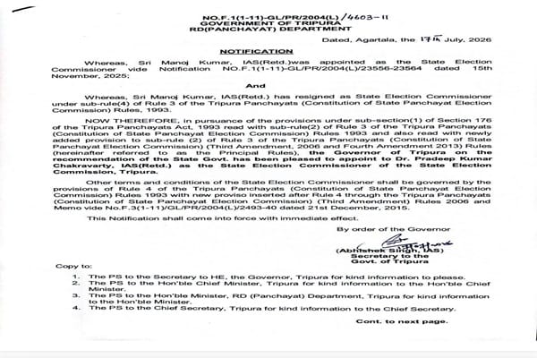 Governor appoints Dr. Chakravarty Election Commissioner
