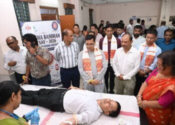 Former MP Rebati Tripura Donates Blood in Agartala