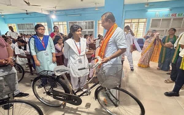 MP Rajib Bhattacharjee Gives Bicycles to Girl Students