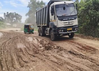 Water-Filled Potholes Make Pecharthal-Nabincherra Highway Hazardous