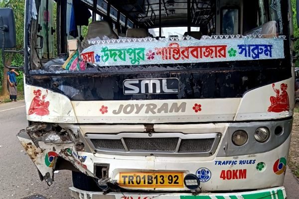 Tragic Crash on NH: 40-Year-Old Biker Killed in Bus Collision Near Santirbazar